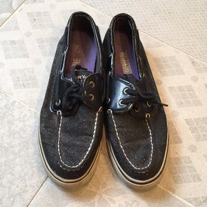 Black Glitter Sperry Topsiders